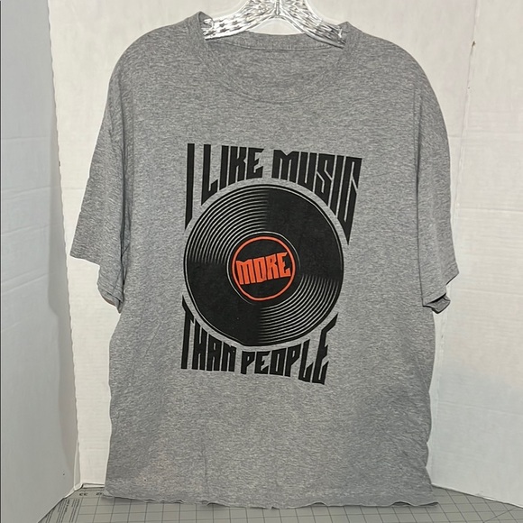 Gray Graphic T-Shirt with Music Print - Picture 1 of 6